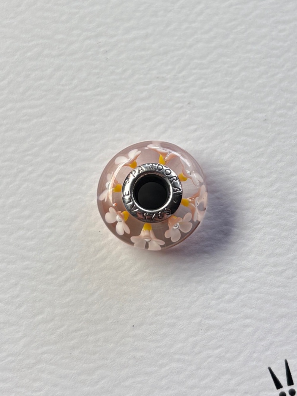 Pandora Tropical Flower Orange Murano Glass Charm